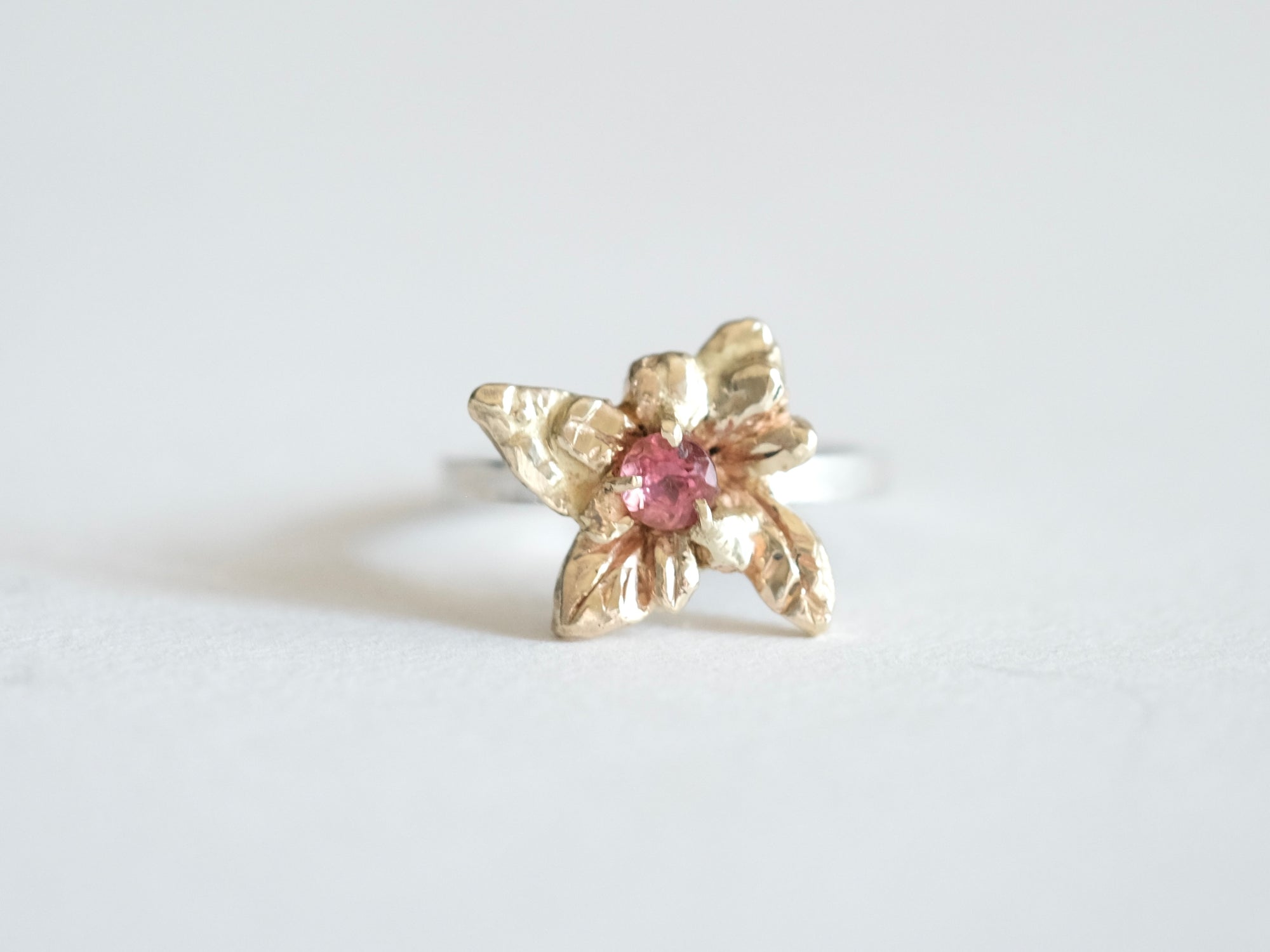Pink Tourmaline Flower Ring
