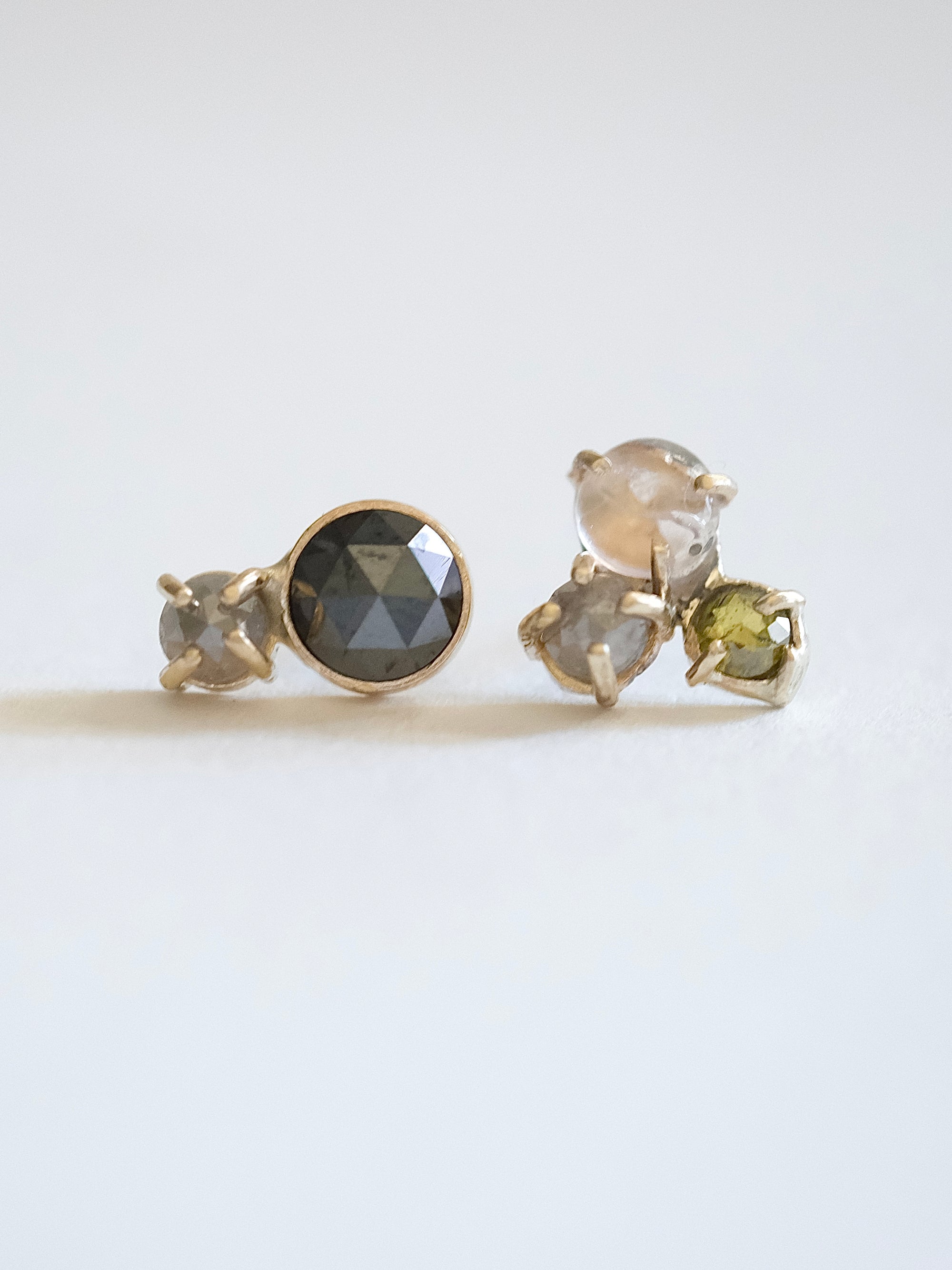 Asymmetrical Diamond Stud Earrings