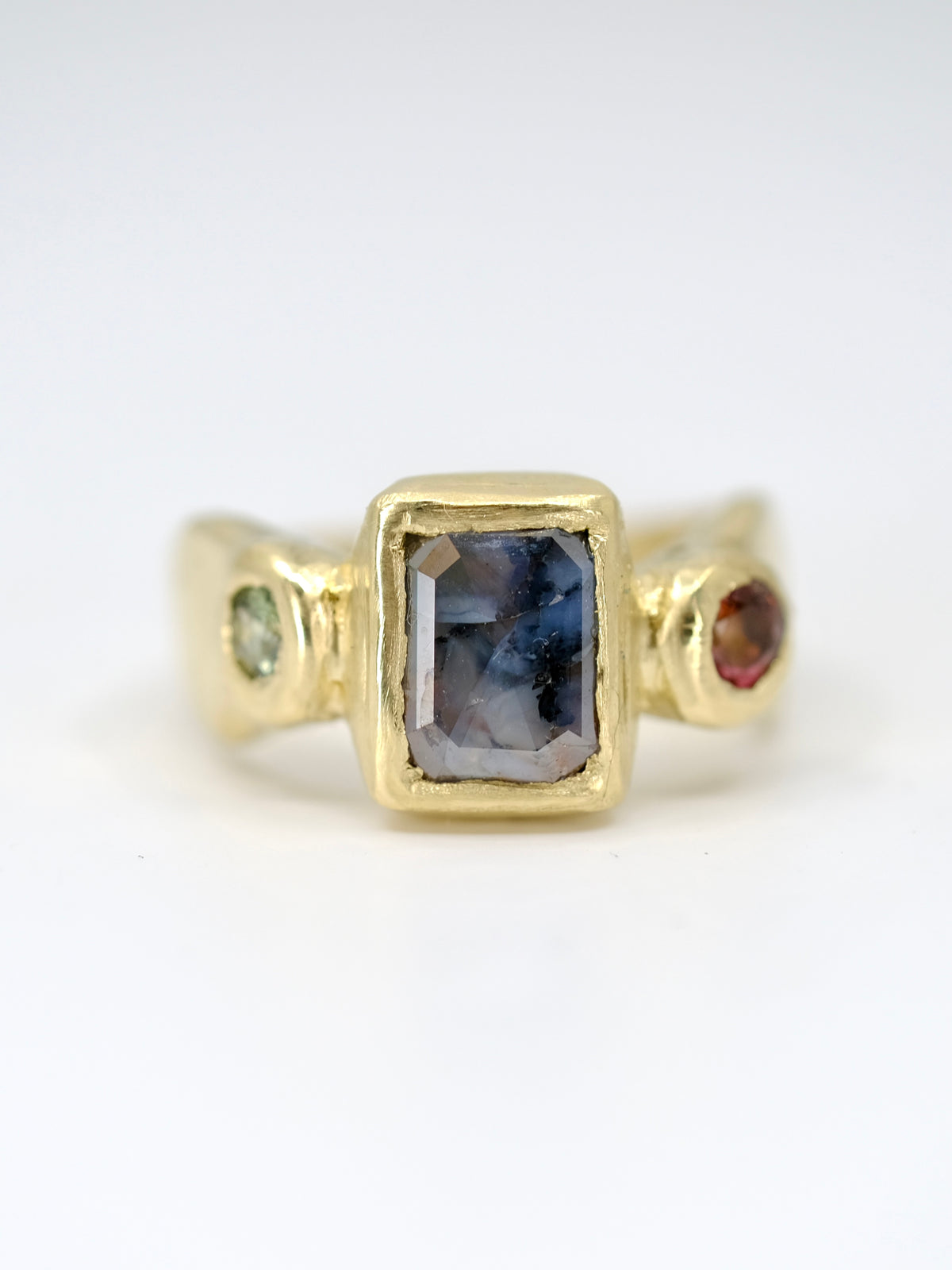 Diamond, Sapphire and Tourmaline Trio Ring