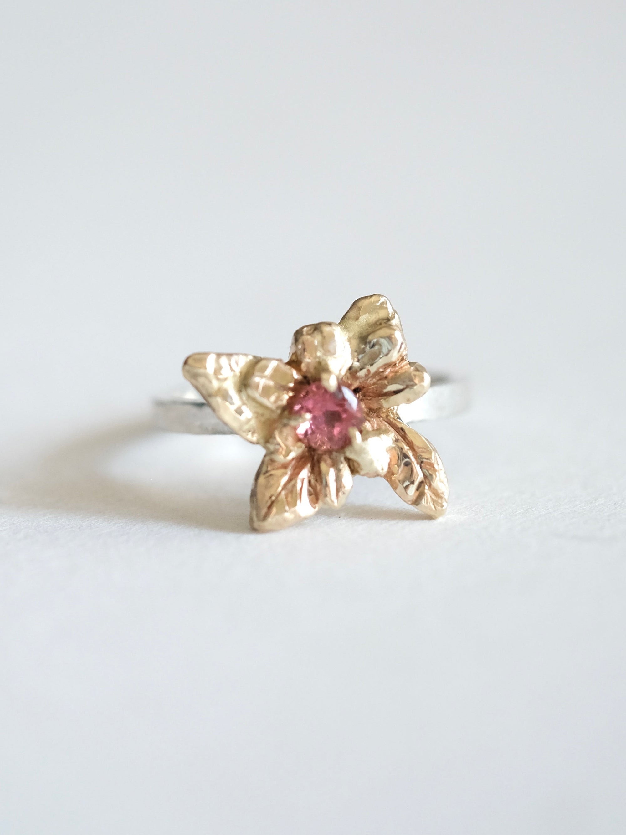 Pink Tourmaline Flower Ring