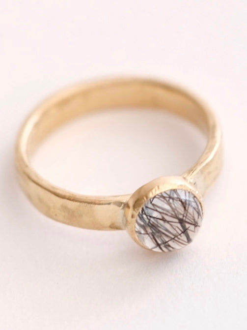 Tourmalated Quartz Band Ring
