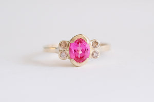 Pink Sapphire with Champagne Diamond Engagement or Special Occasion Ring