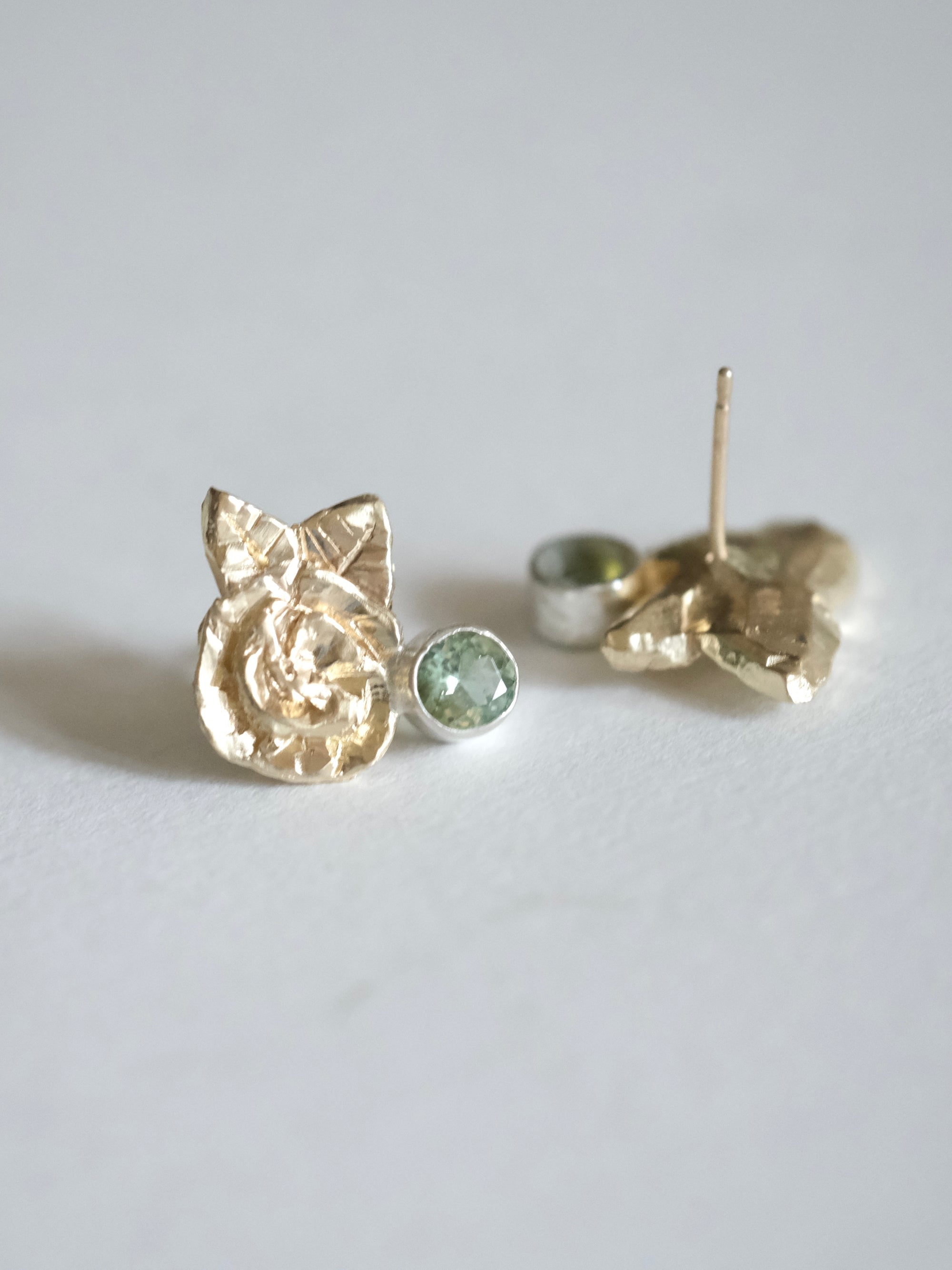 Tourmaline Rose Stud Earrings