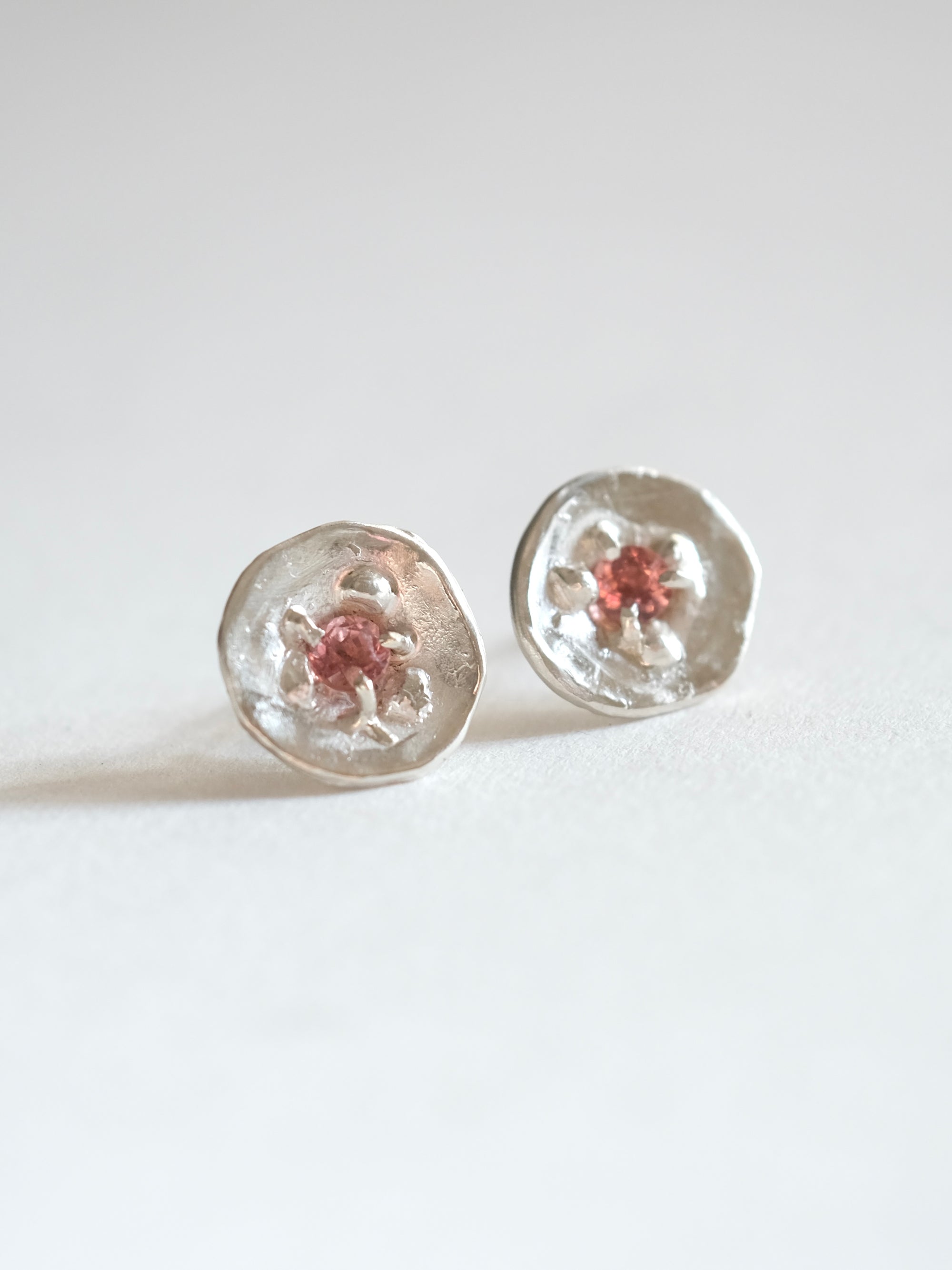 Pink Tourmaline Stud Earrings