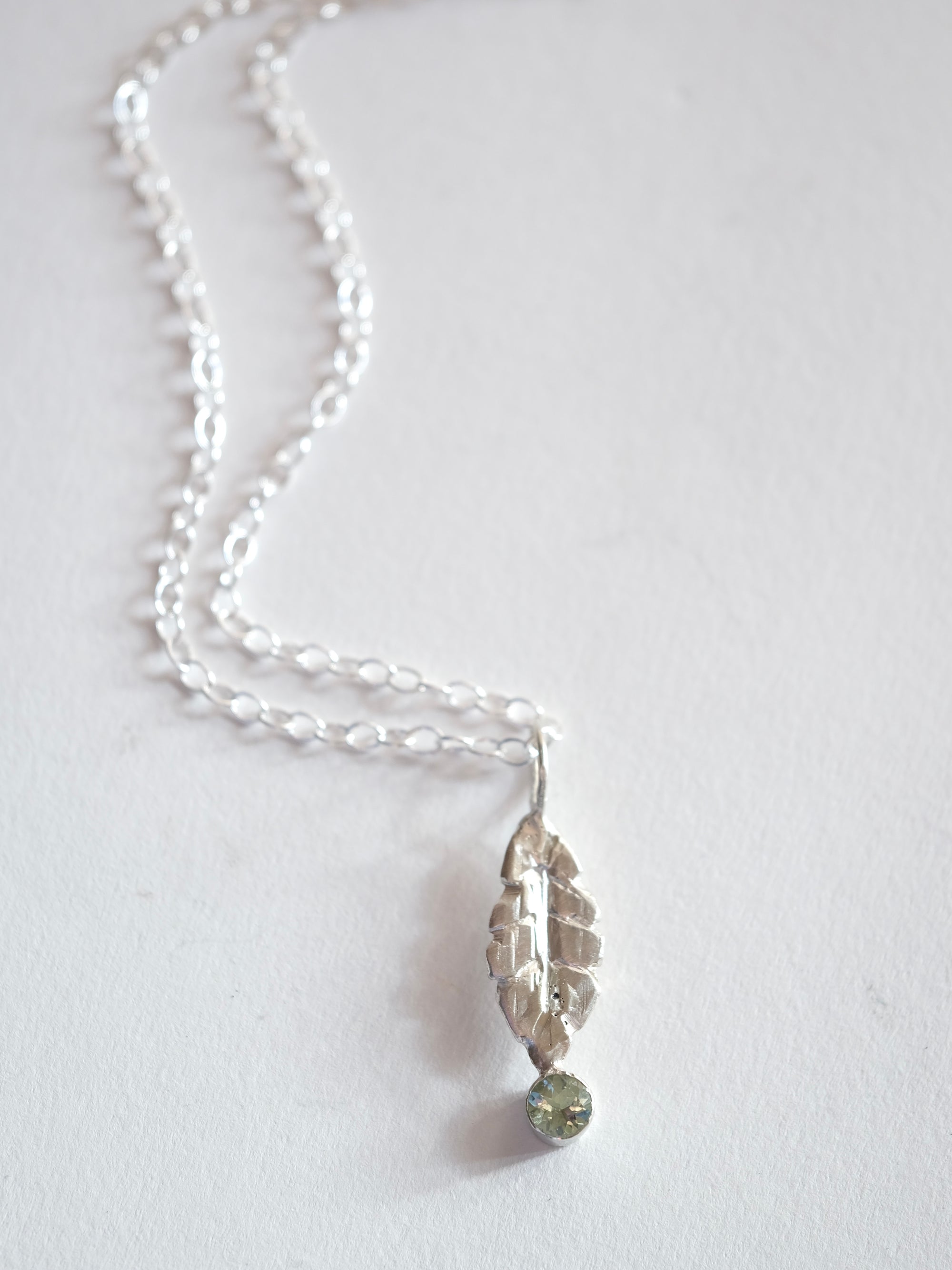 Green Tourmaline Leaf Pendant