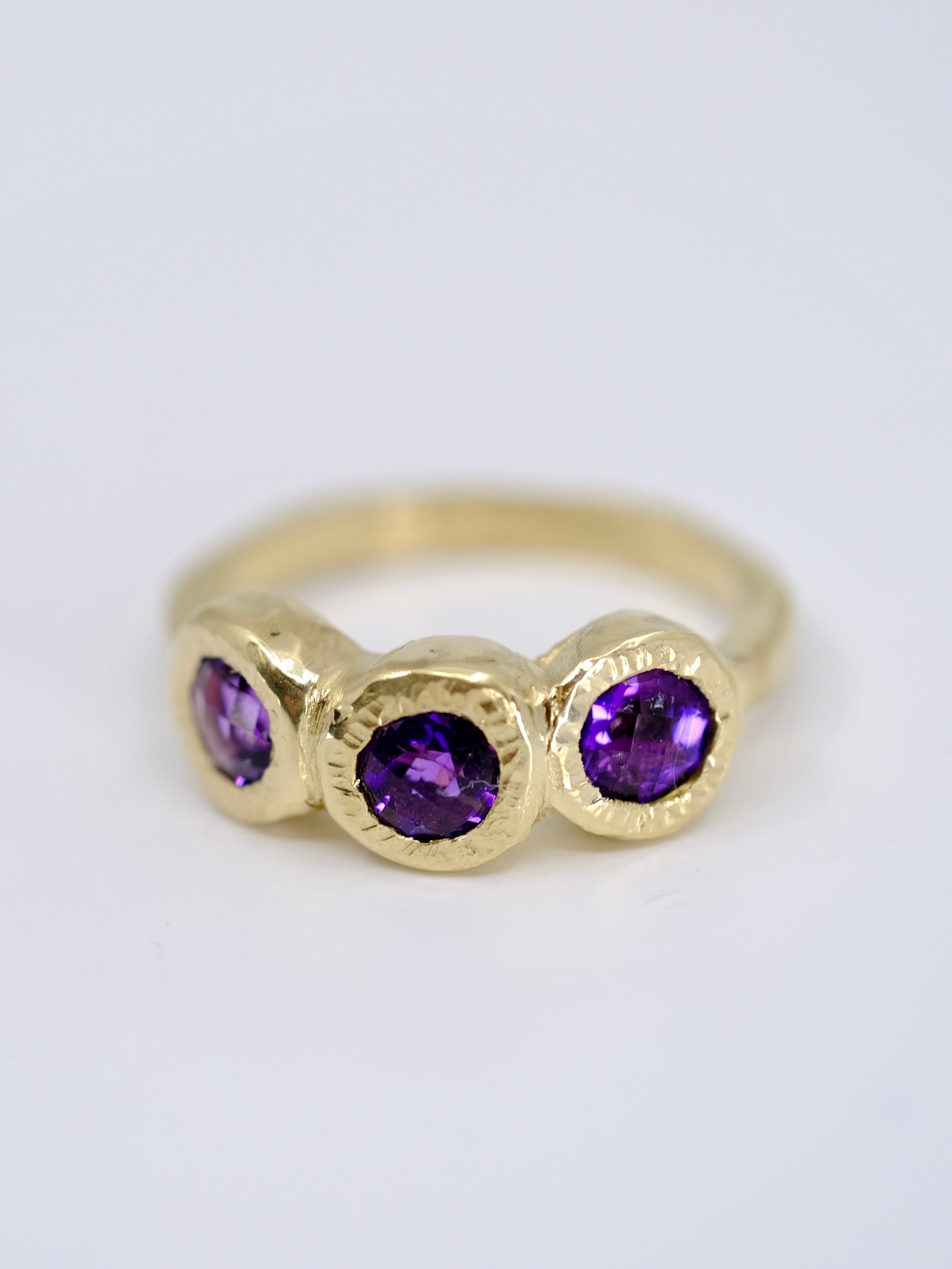 Amethyst trio gold ring
