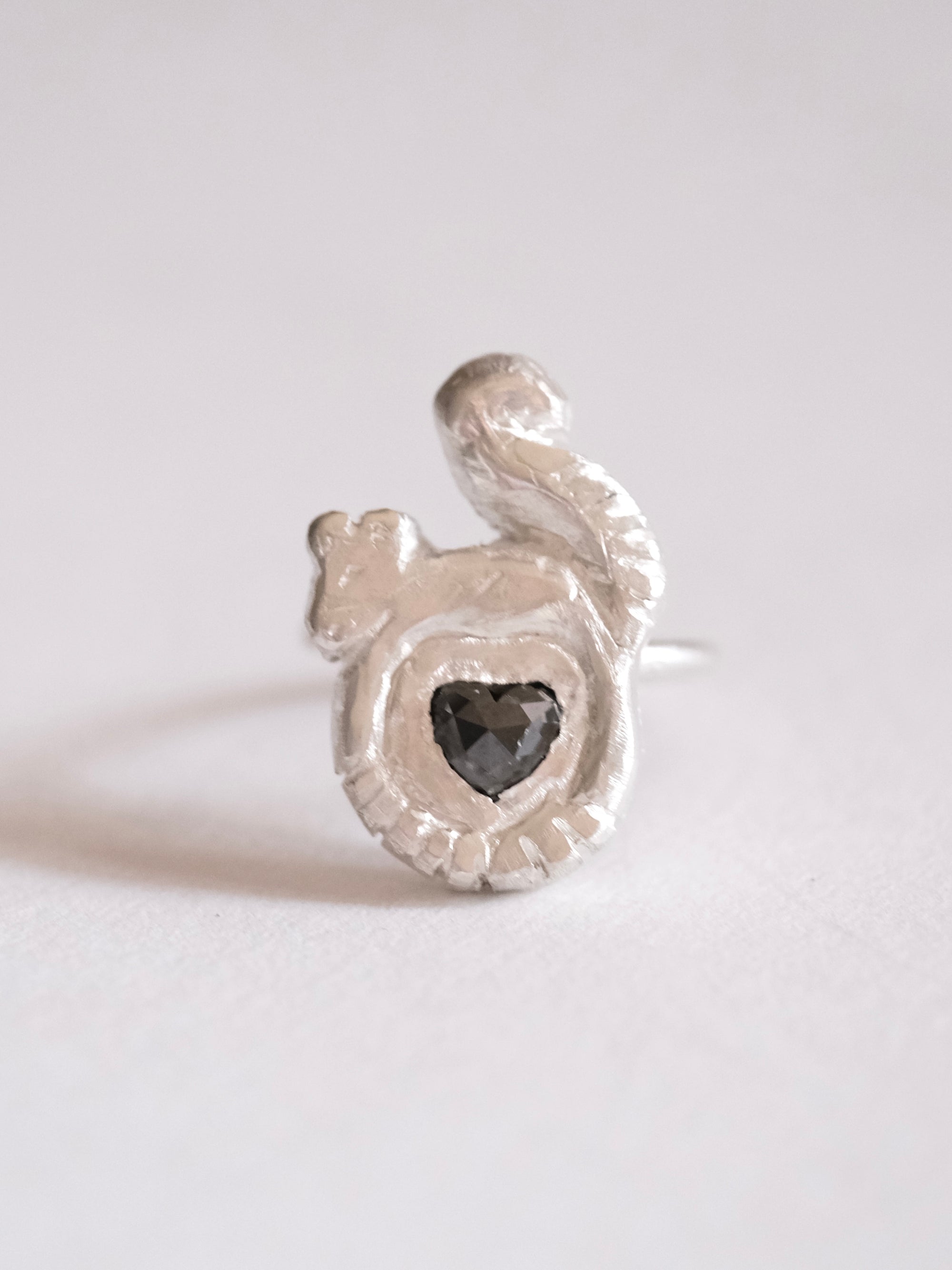 Black Diamond Squirrel Love Ring