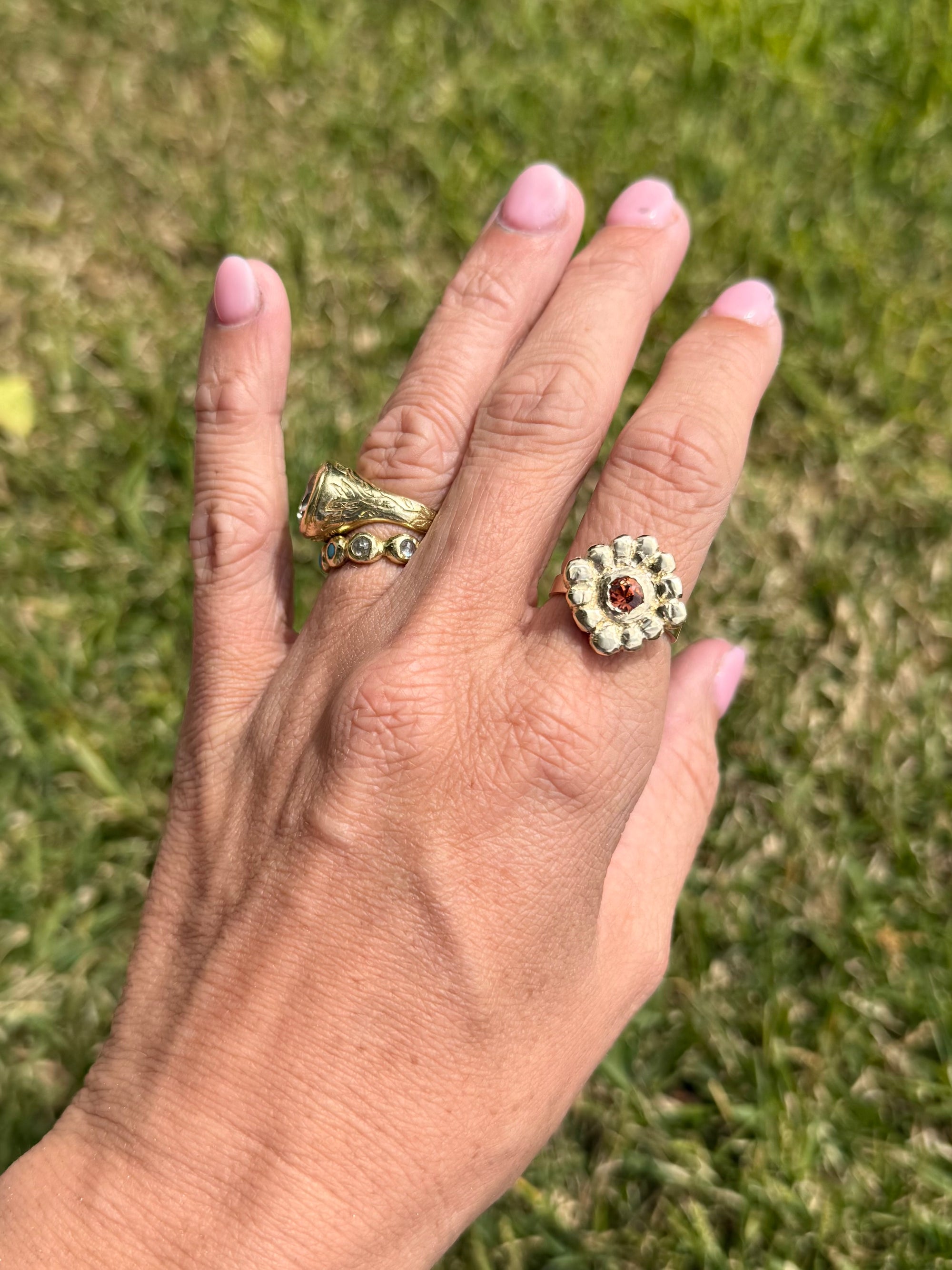 Pink Tourmaline Medallion Ring