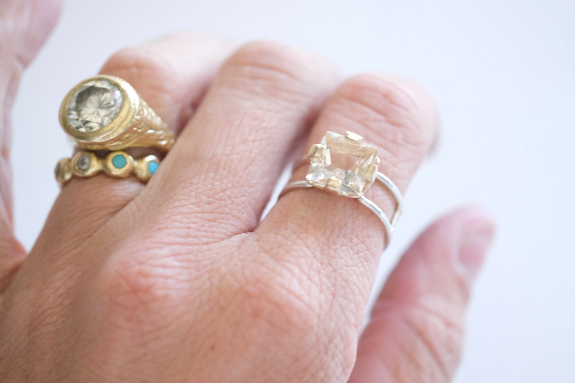 Geometric Quartz Ring