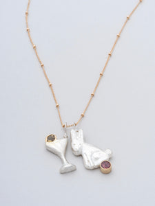 A Bunny and a Martini Necklace