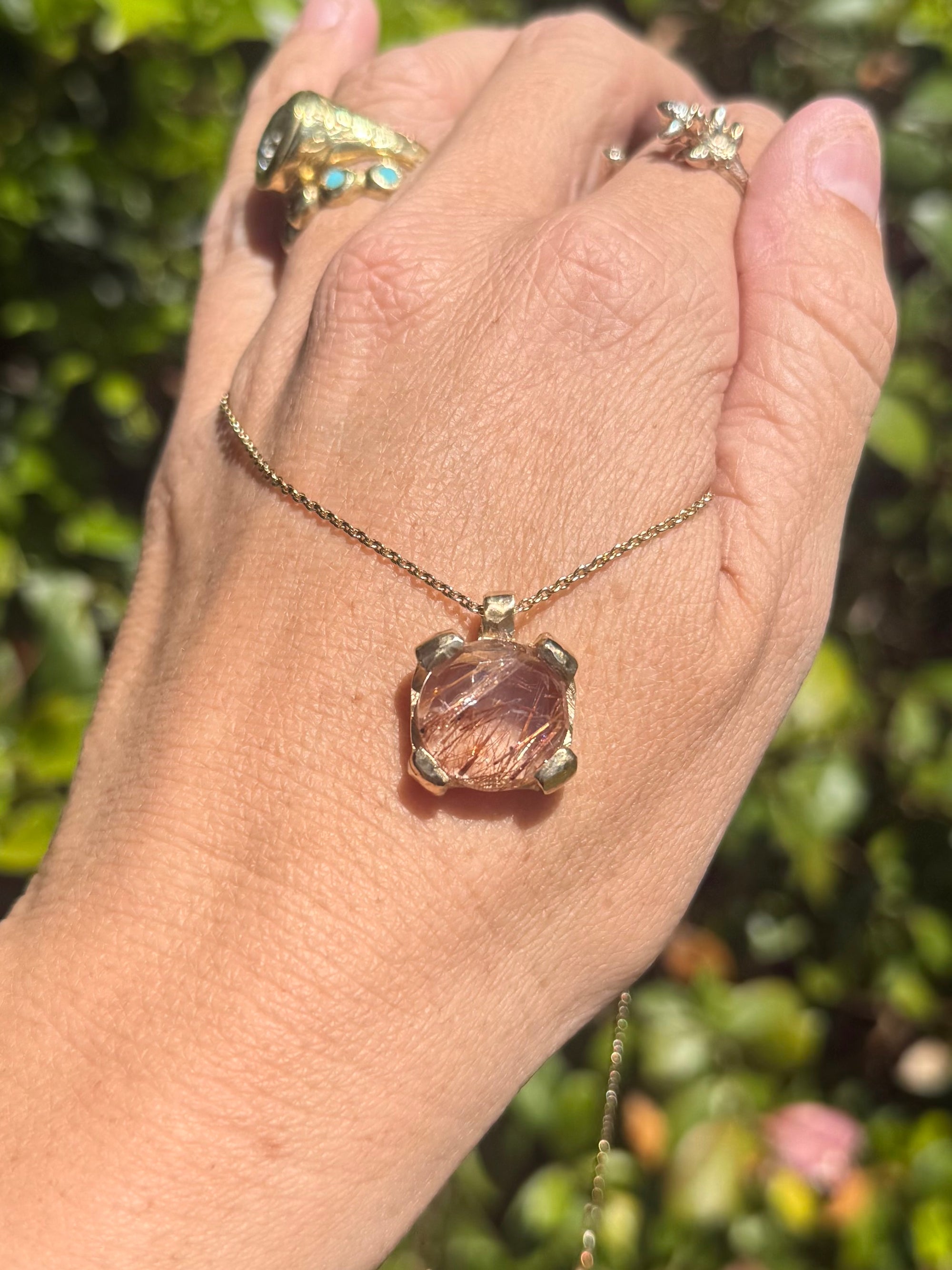 Rounded Rutilated Quartz Pendant