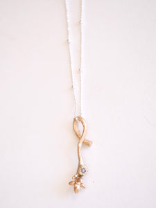 Diamond Bud Twig Wrapping Pendant on Chain