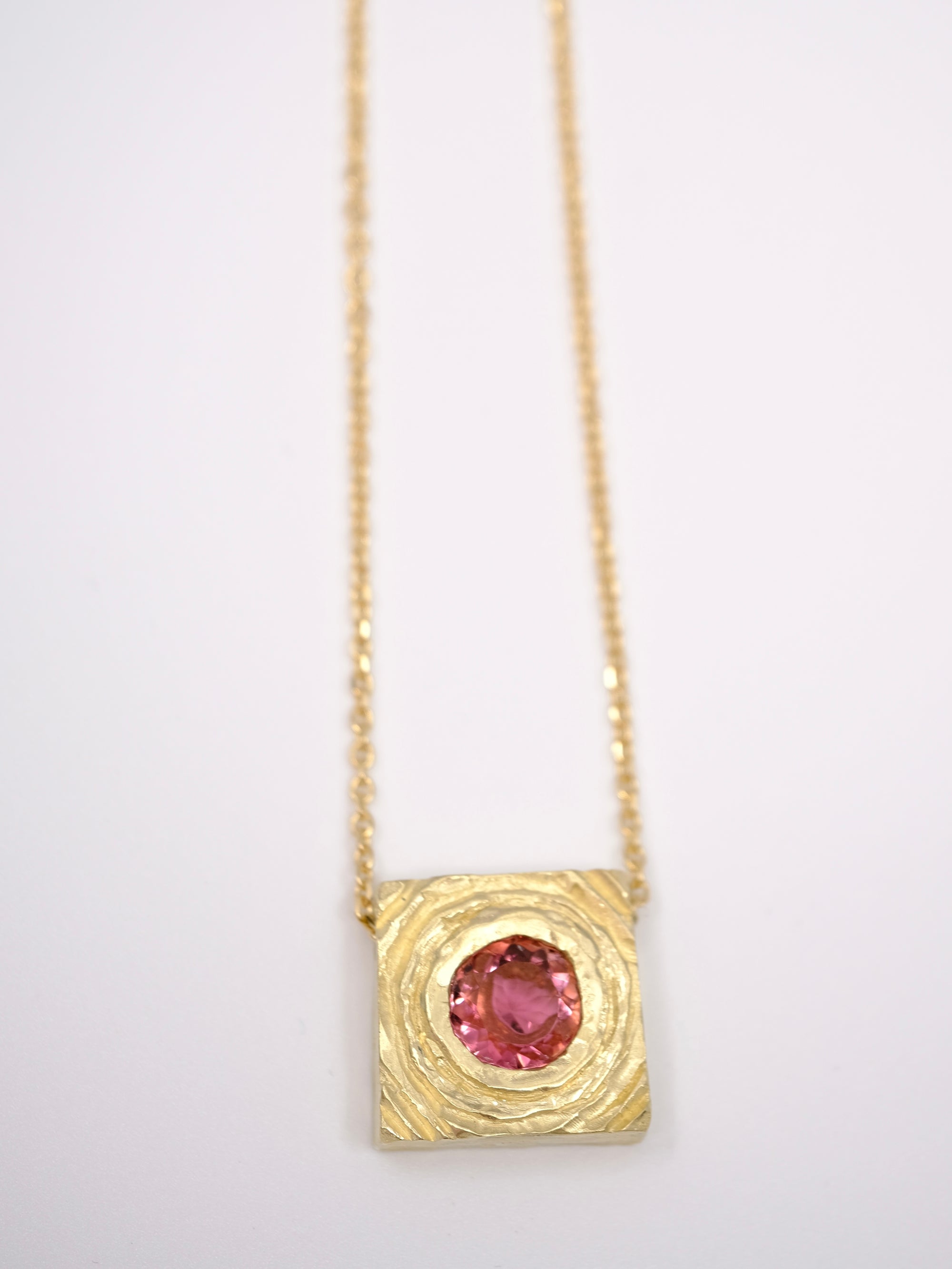 Pink Tourmaline Chunky Gold Pendant