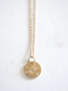 Diamond and Hand Engraved Rose Pendant