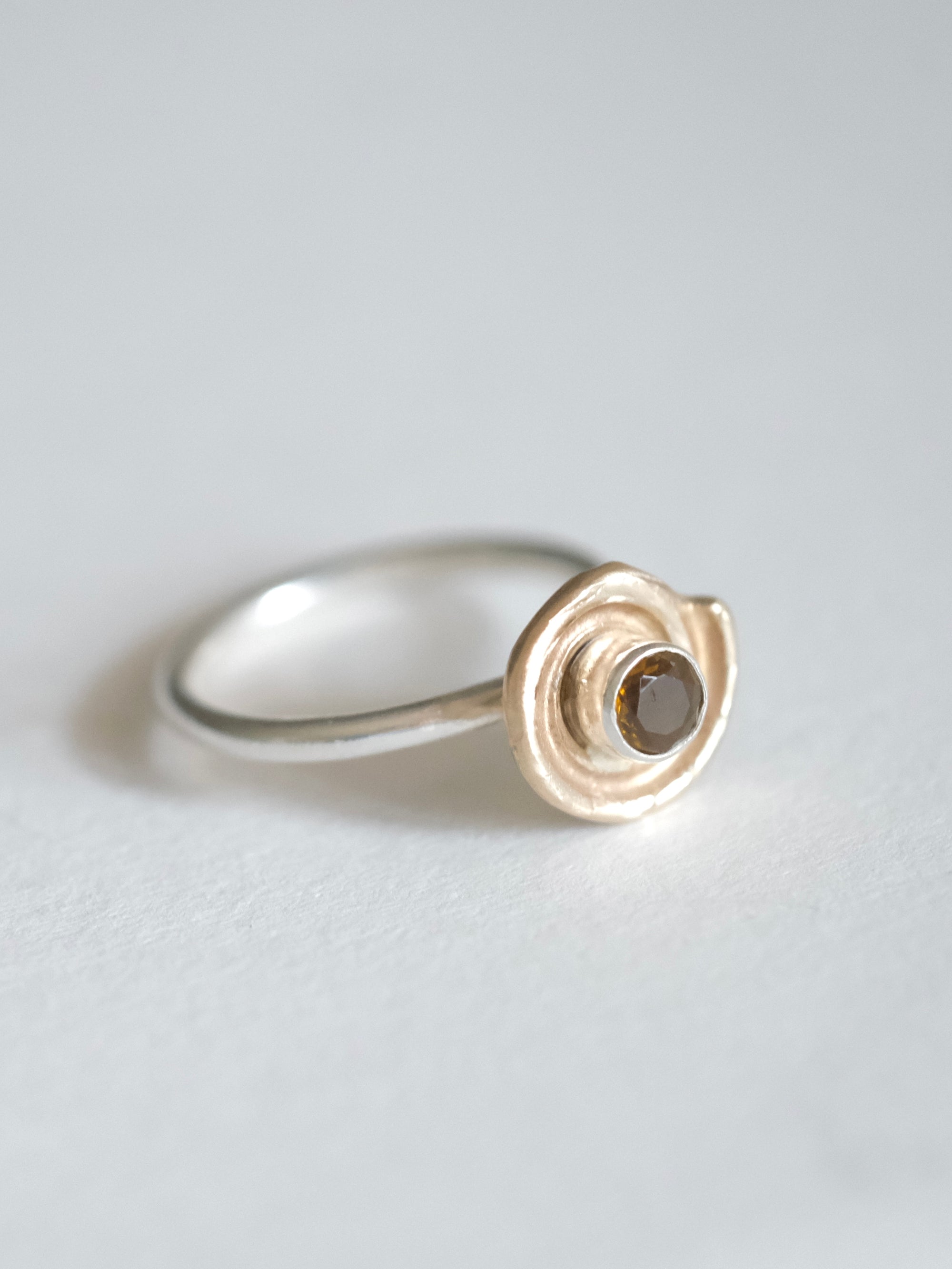 Spiraling Tourmaline Seashell Ring