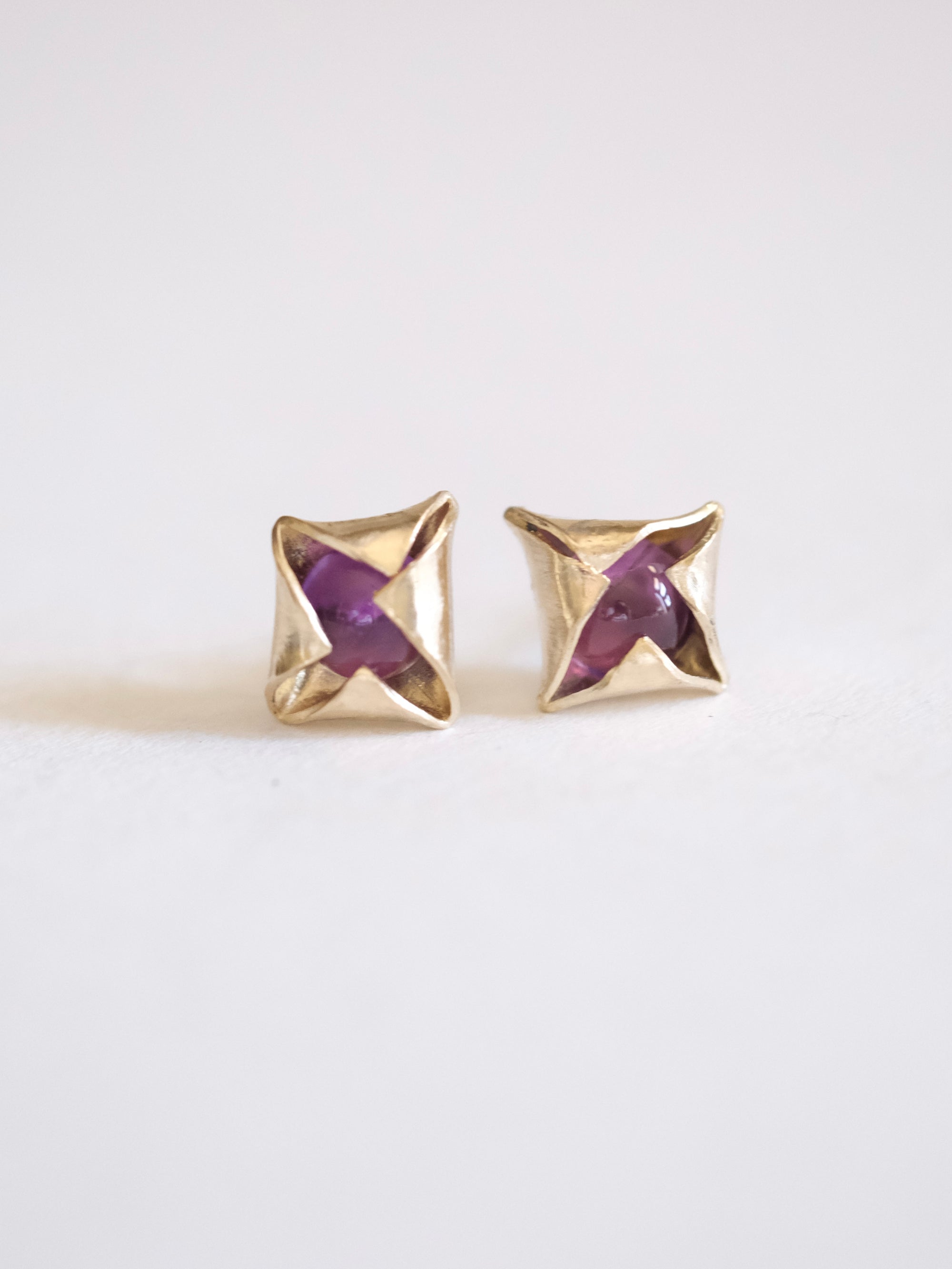 Amethyst and Gold Stud Earrings