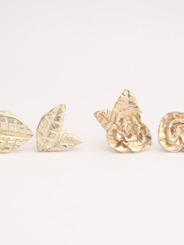 Gold Rose Stud Earrings