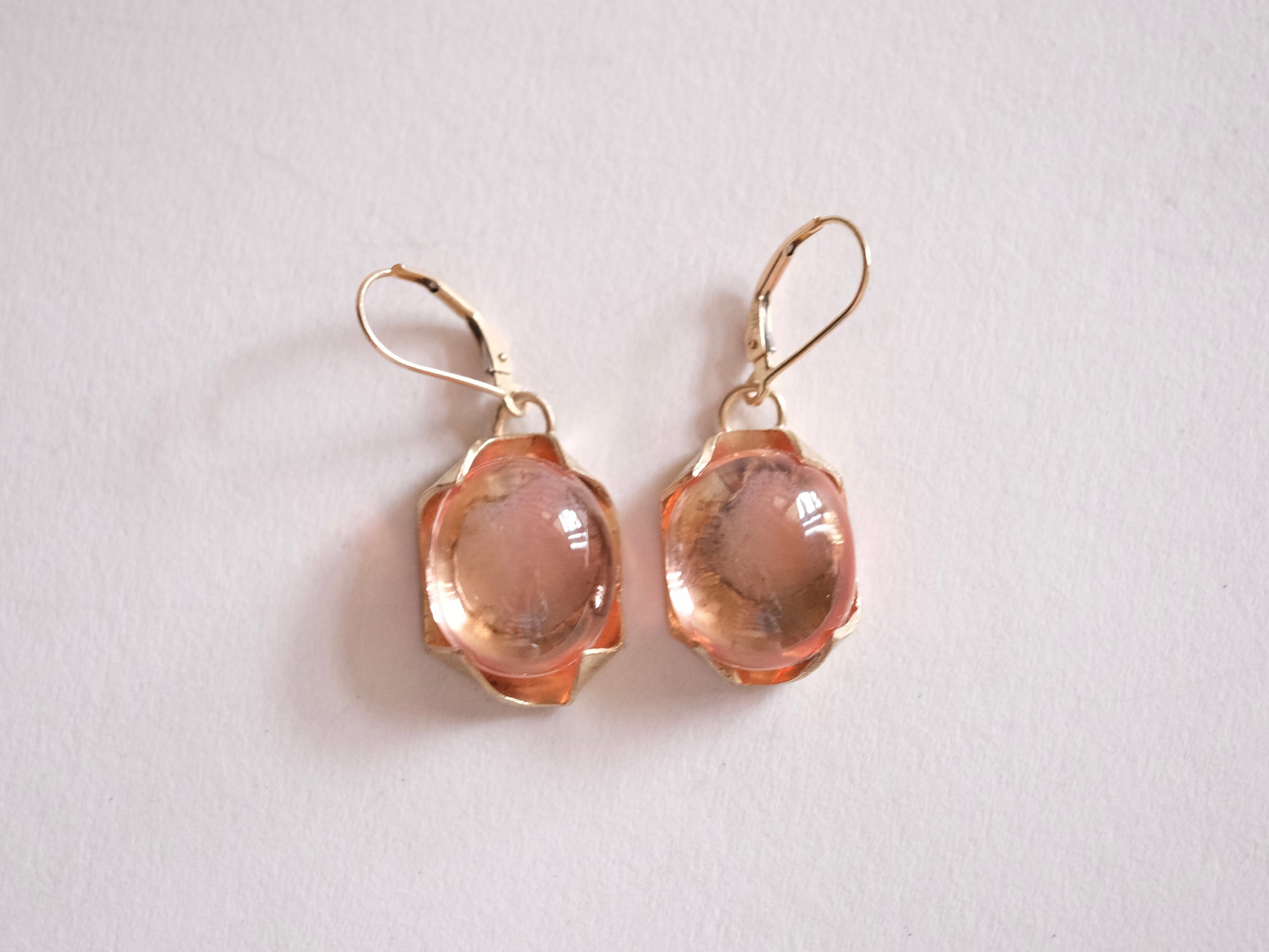 Peach Sapphire Dangle Earrings