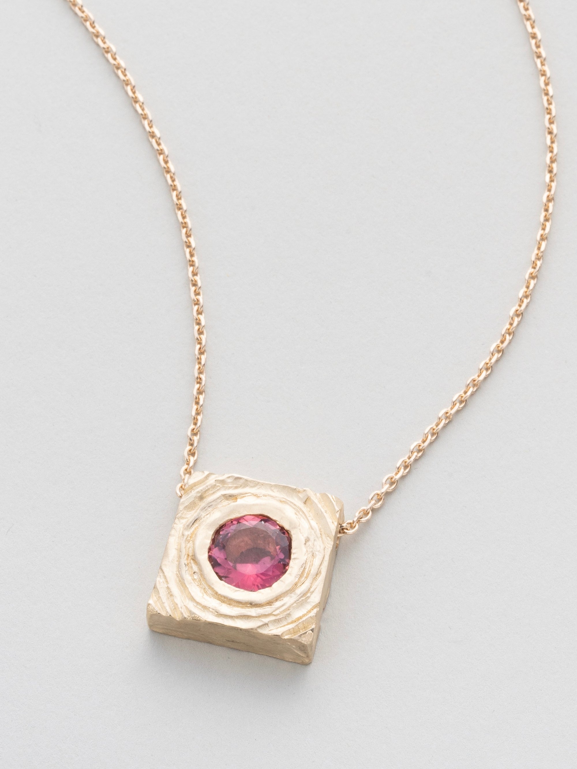 Pink Tourmaline Chunky Gold Pendant