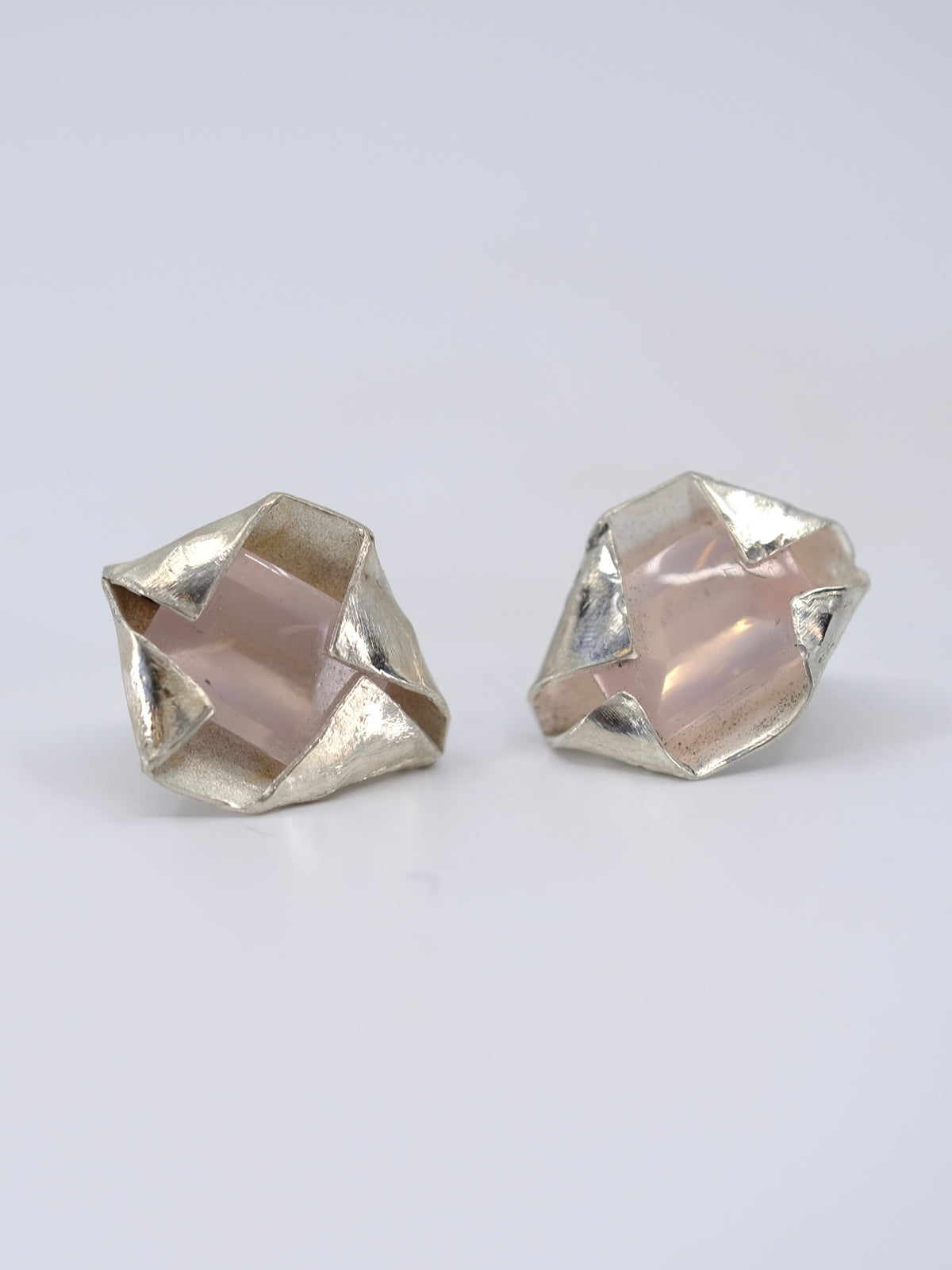 Rose Quartz in Sterling Silver Stud Earrings