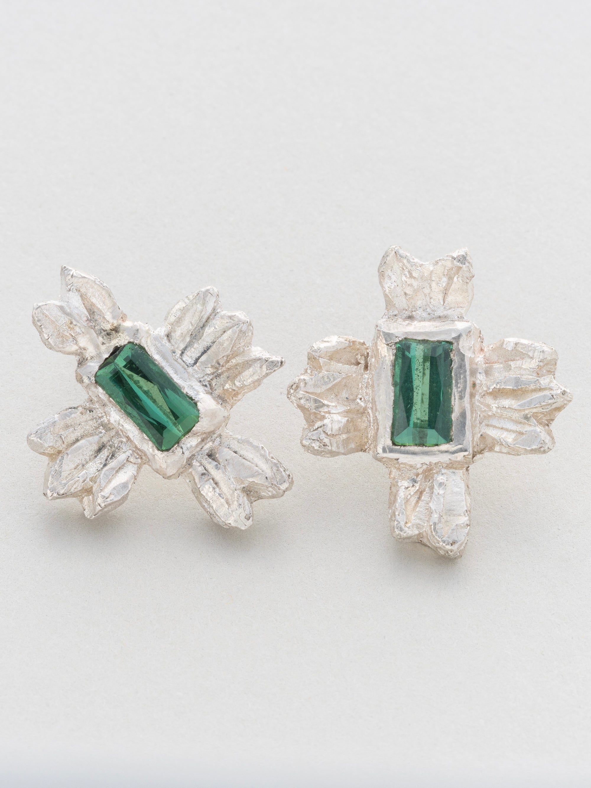 Green Tourmaline Statement Stud Earrings