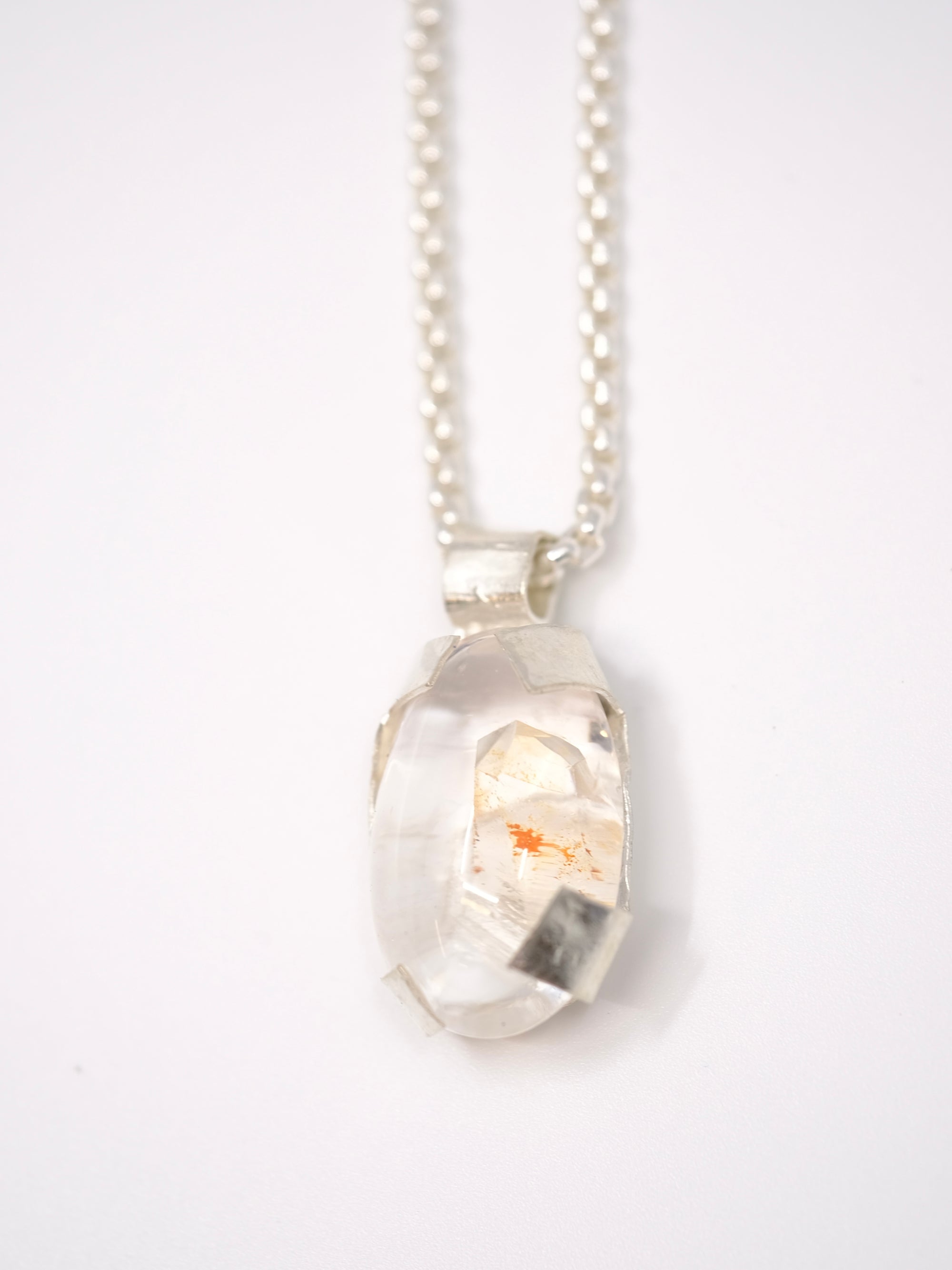 Oval Phantom Quartz Cabochon in Silver