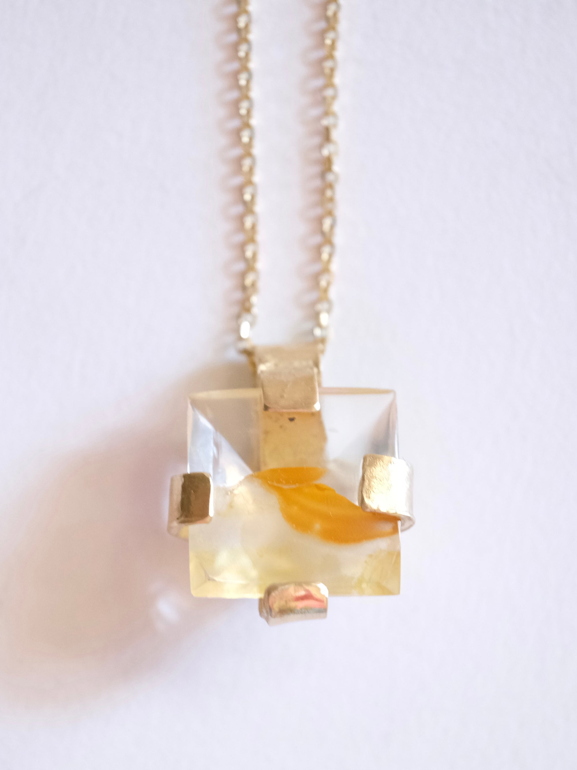 Geometric Hematoid Quartz Pendant