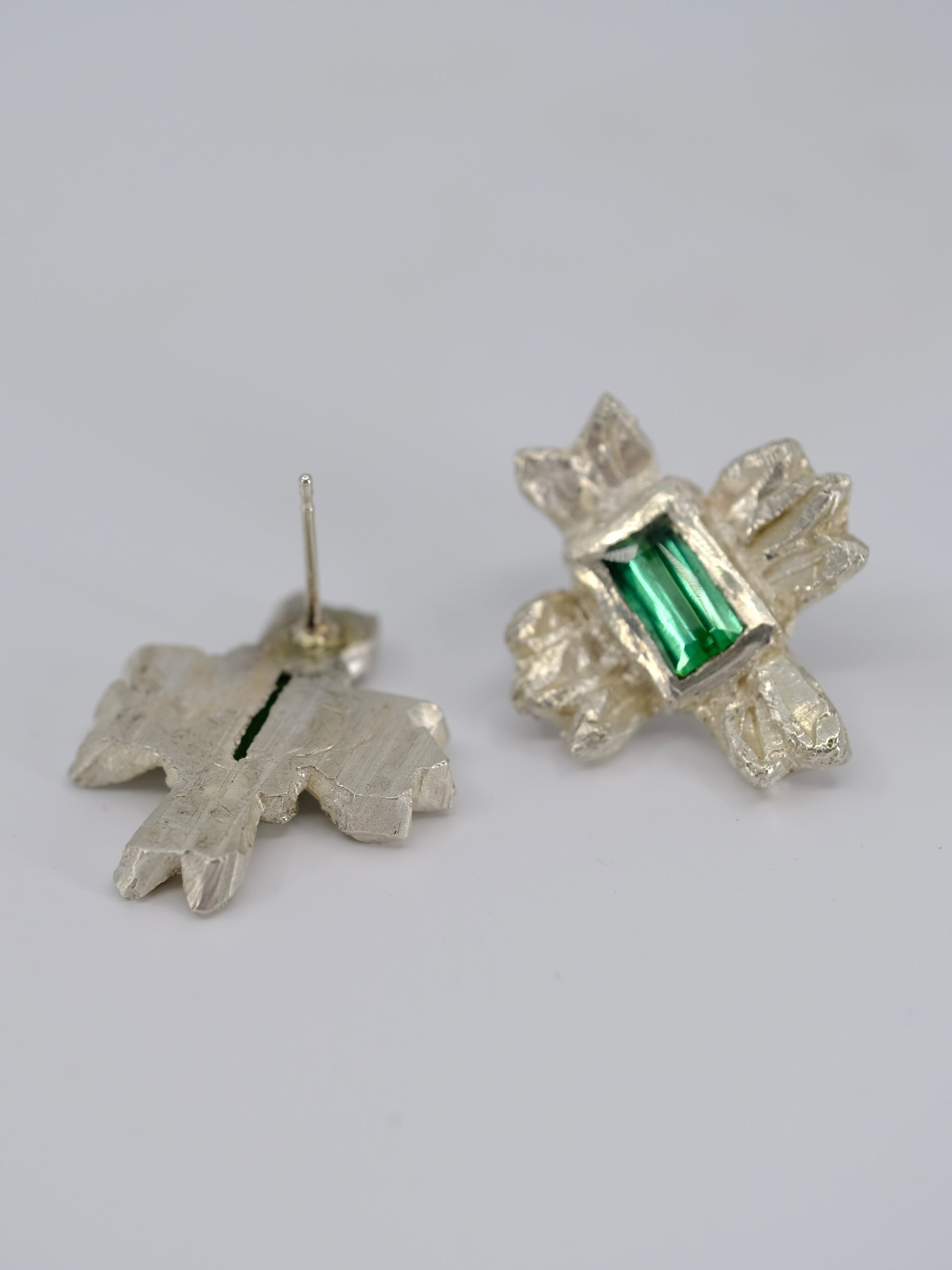 Green Tourmaline Statement Stud Earrings