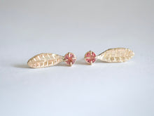 Load image into Gallery viewer, Pink Tourmaline Leaf Stud Earrings
