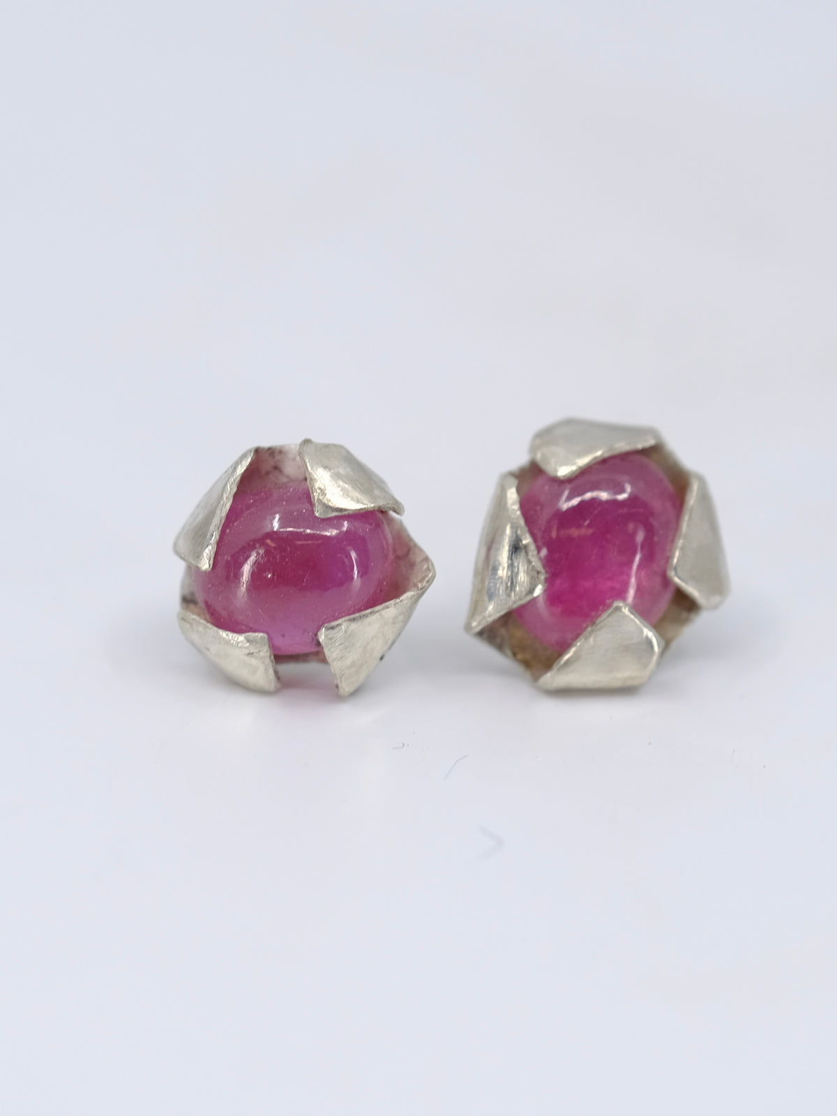 Pink Tourmaline in Silver Stud Earrings