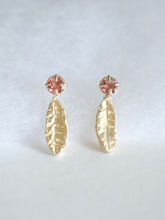Load image into Gallery viewer, Pink Tourmaline Leaf Stud Earrings
