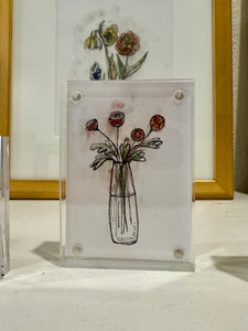 Tiny Flower Drawings in Acrylic Frames