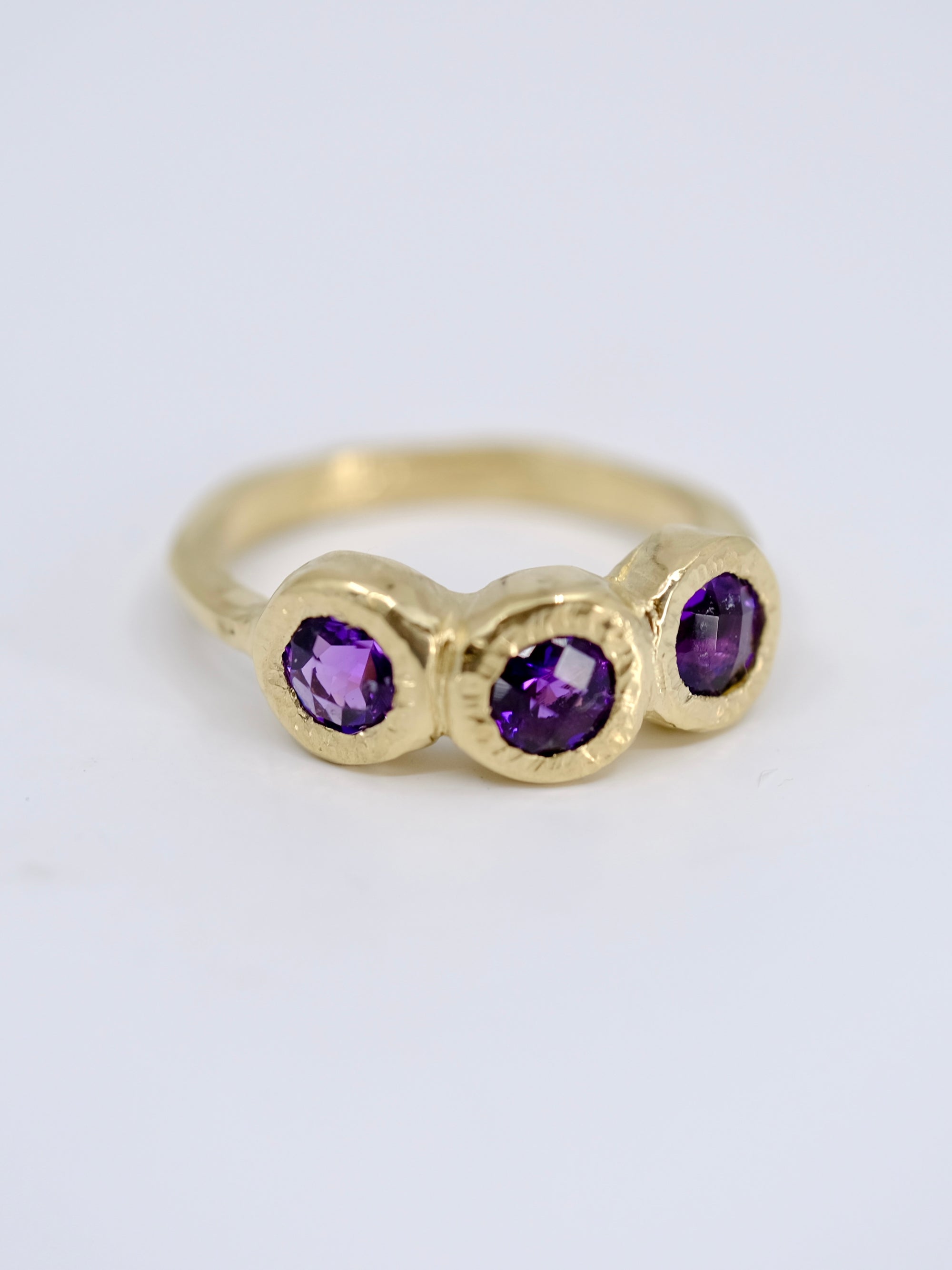 Amethyst trio gold ring