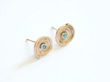 Load image into Gallery viewer, Spiraling Shell Turquoise Stud Earrings
