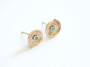 Spiraling Shell Turquoise Stud Earrings
