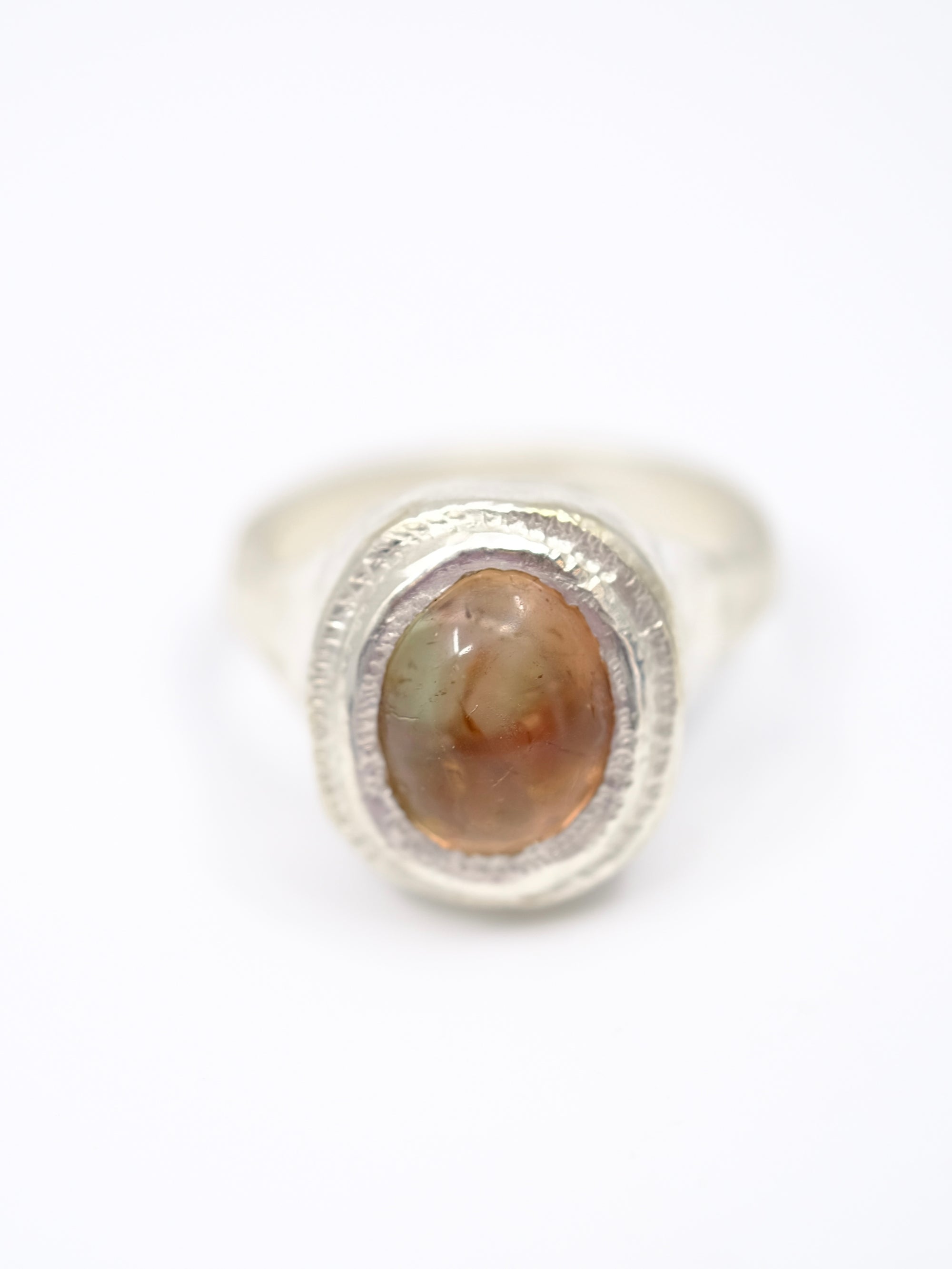 Peach Tourmaline in Silver Ring