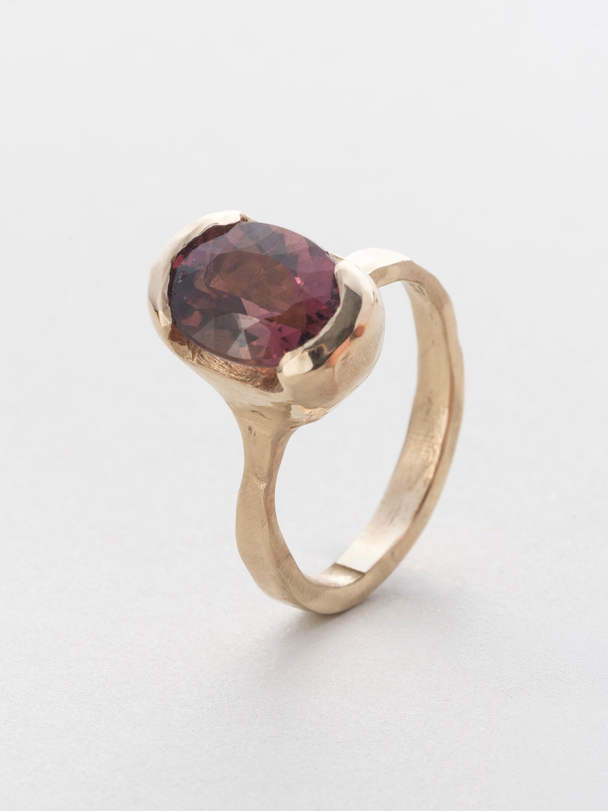 Red-Brown Bi-Colored Tourmaline Gold Ring