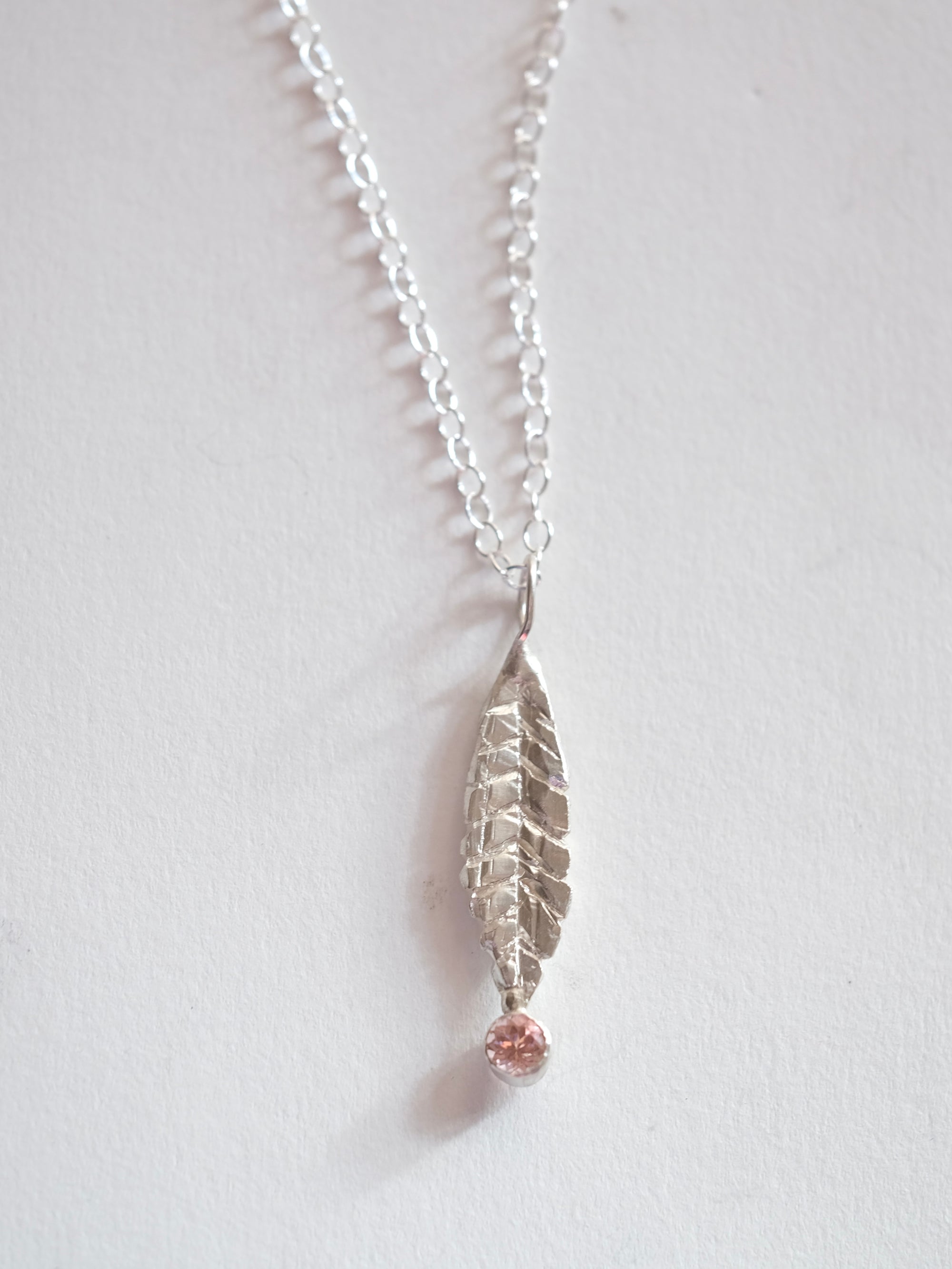 Pink Tourmaline Leaf Pendant