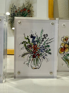 Tiny Flower Drawings in Acrylic Frames