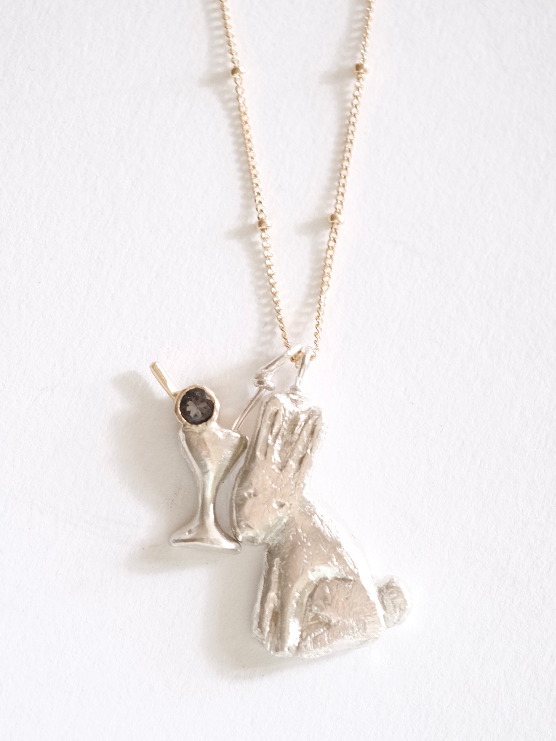A Bunny and a Martini Necklace