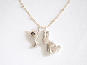 A Bunny and a Martini Necklace