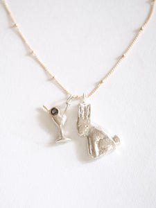 A Bunny and a Martini Necklace
