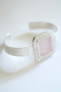 Carved Rose Quartz Cuff Bracelet