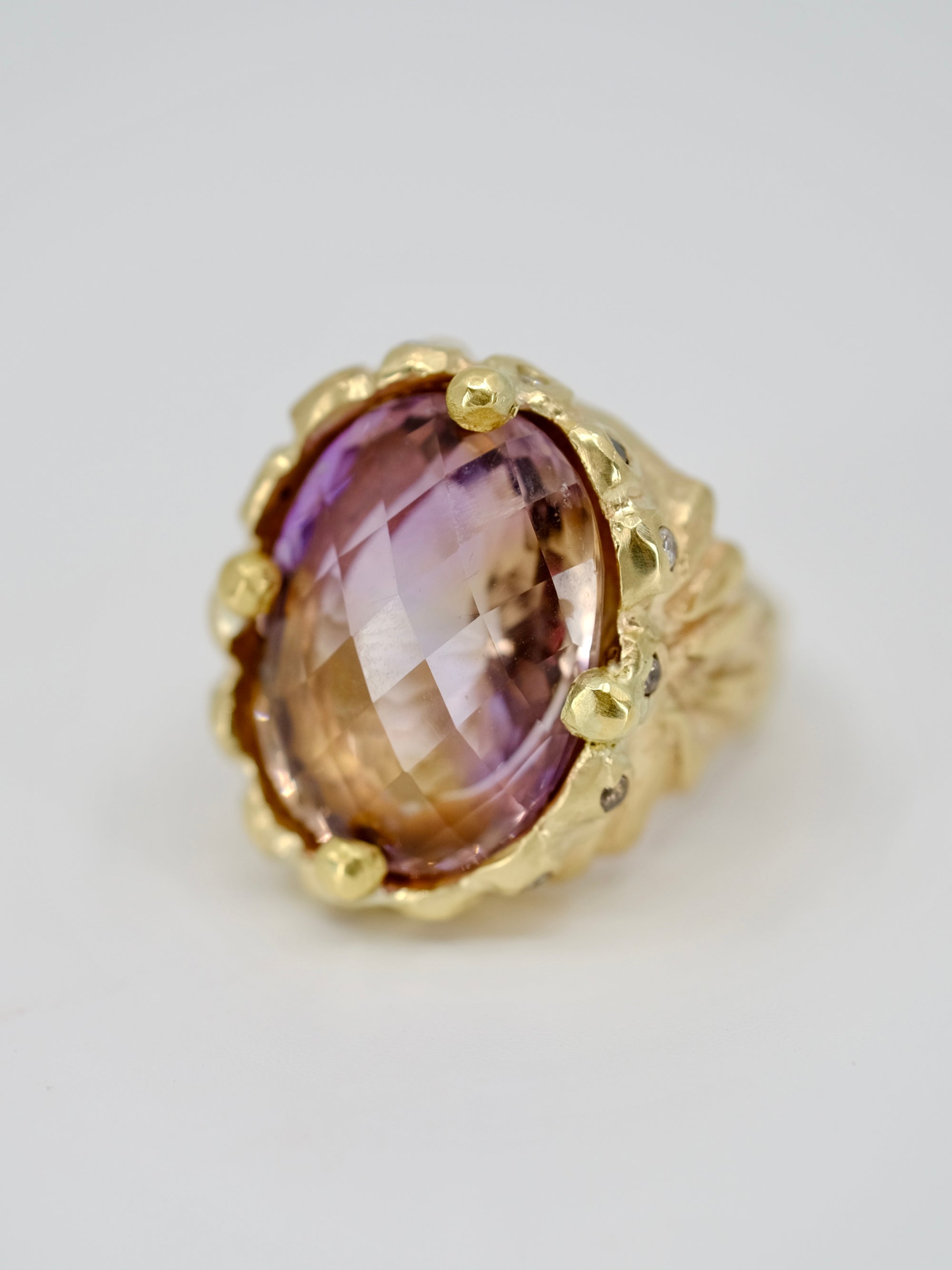 Ametrine and Diamond Statement Ring