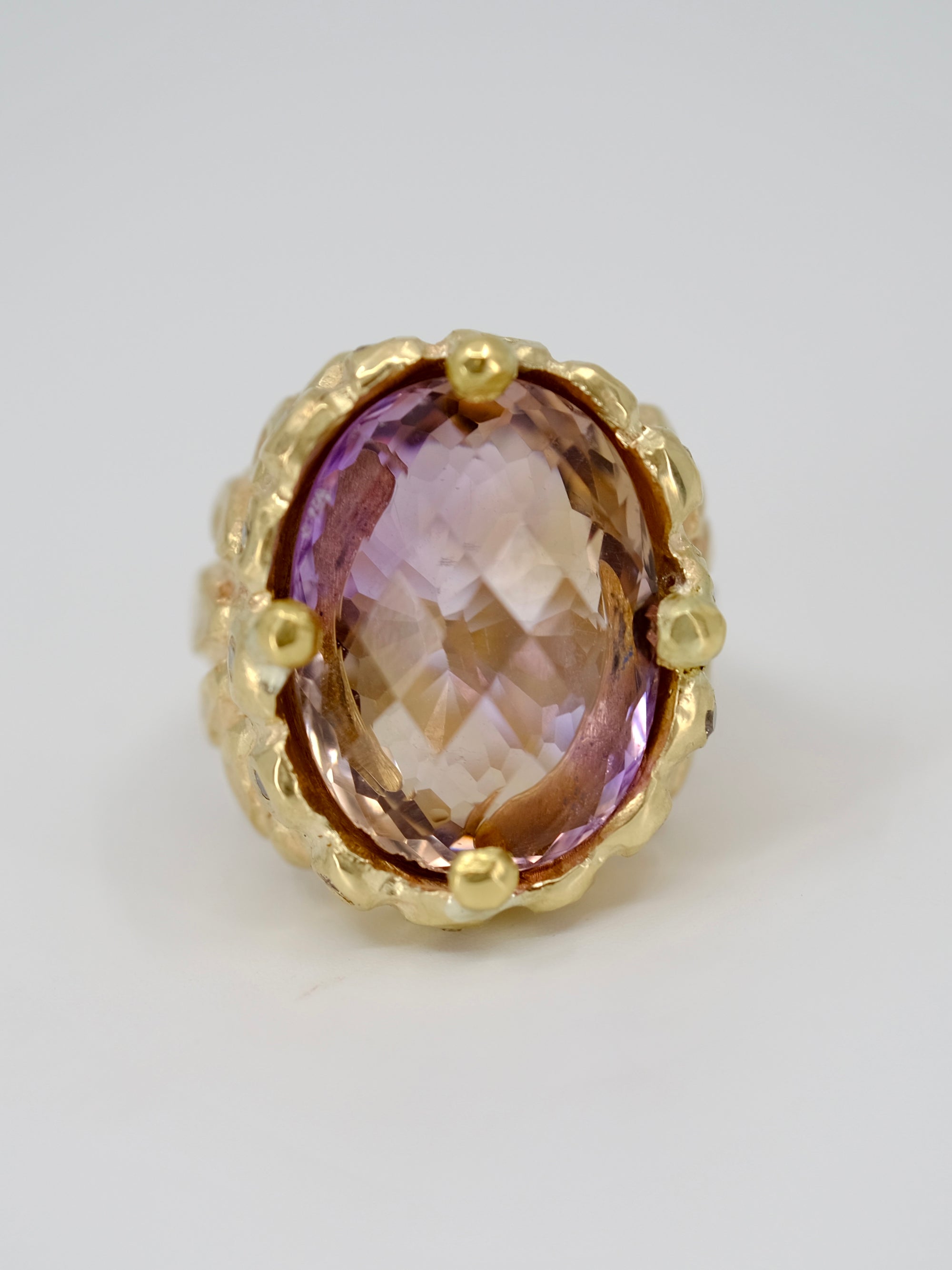Ametrine and Diamond Statement Ring