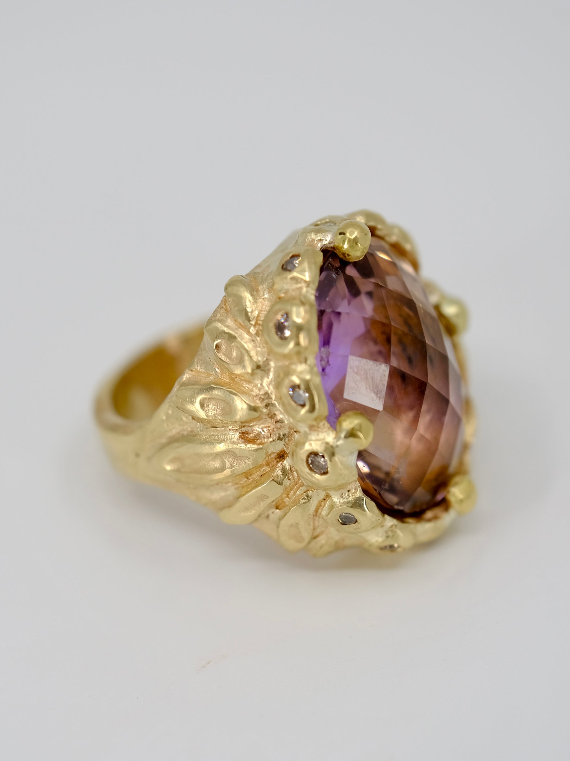 Ametrine and Diamond Statement Ring