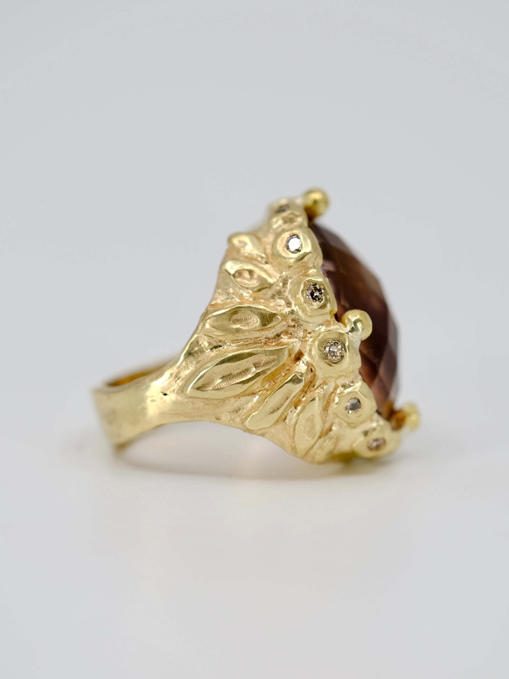 Ametrine and Diamond Statement Ring