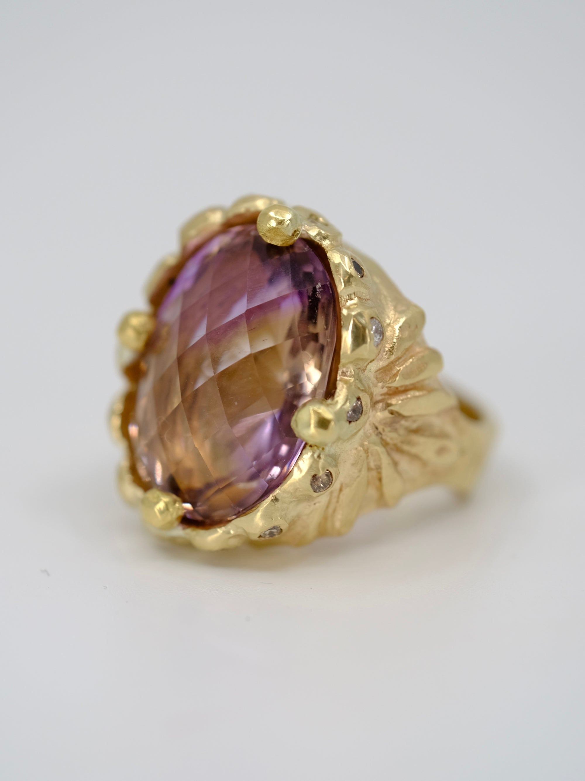 Ametrine and Diamond Statement Ring