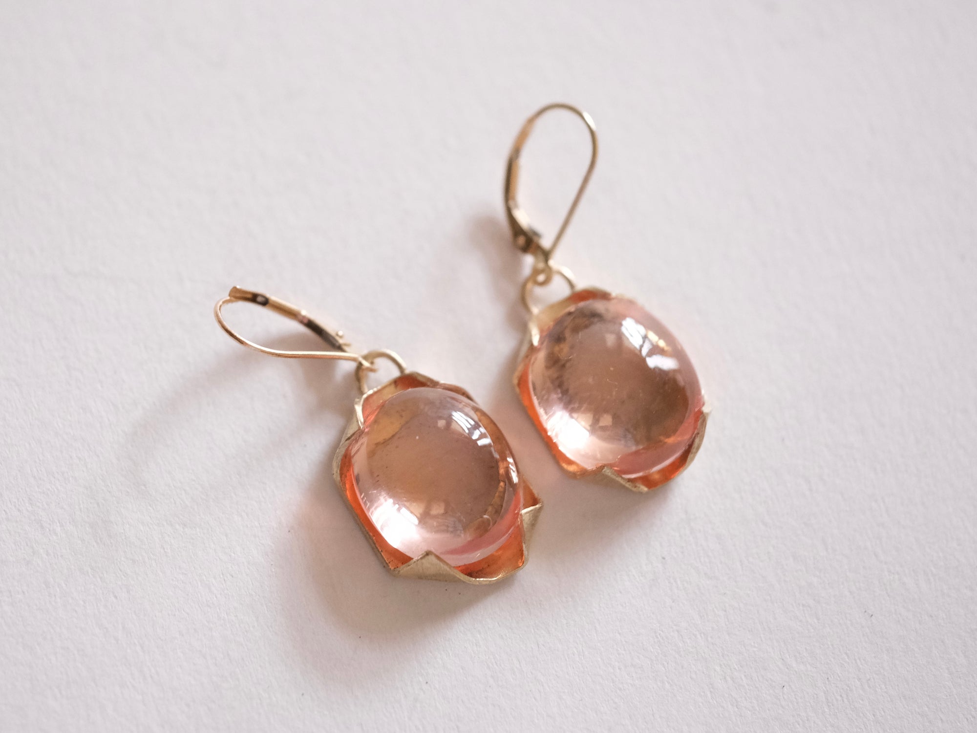 Peach Sapphire Dangle Earrings