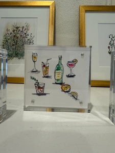 4x4” Tiny Framed Drink Drawings